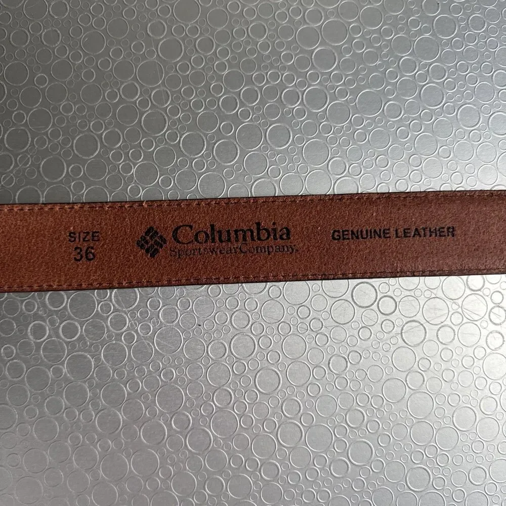 NWT Columbia Mens Brown Leather Belt Outdoor Classic Casual Gorpcore - Size 36